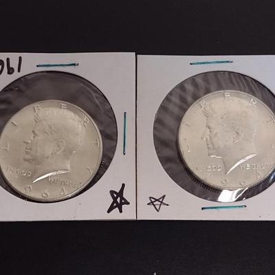 Pair of 1964 Kennedy Silver Half Dollars Circulated (11)