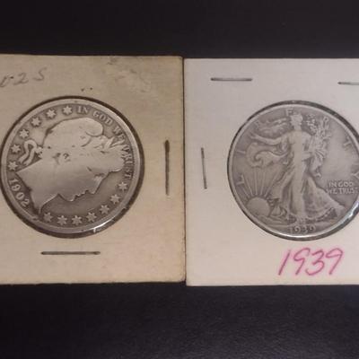 1902-S and 1939 Silver Half Dollars Circulated (14)