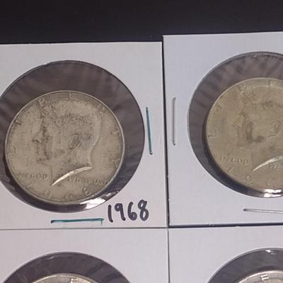 Set of Four 1968 Kennedy 40% Silver Half-Dollars Circulated (18)