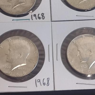 Set of Four 1968 Kennedy 40% Silver Half-Dollars Circulated (18)