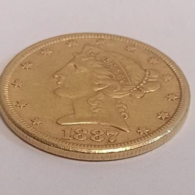 1887-S Liberty $5 Gold Coin High Grade Circulated Condition (150)