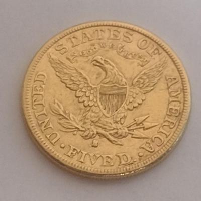 1887-S Liberty $5 Gold Coin High Grade Circulated Condition (150)