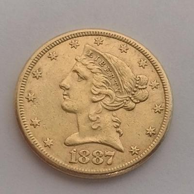 1887-S Liberty $5 Gold Coin High Grade Circulated Condition (150)