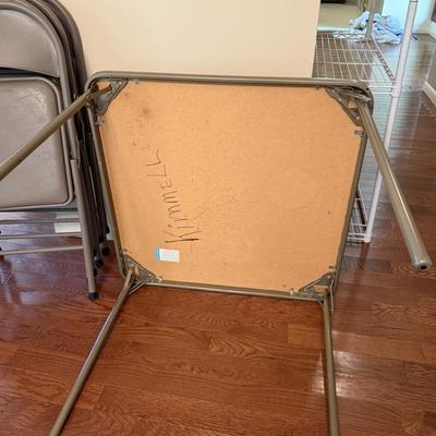 Samsonite Card Table with Four Cushioned Folding Chairs