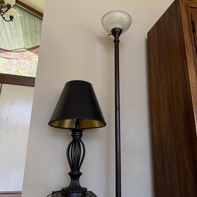 Torchiere Floor Lamp, Table Lamp & Two Extra Shades