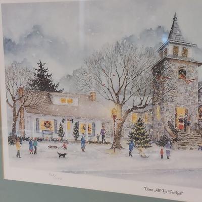 Signed & Numbered Print “Come All Ye Faithful” by Linda Kotila w/ More Holiday Decor (WS-BBL)