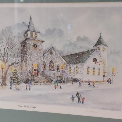 Signed & Numbered Print “Come All Ye Faithful” by Linda Kotila w/ More Holiday Decor (WS-BBL)