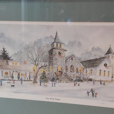Signed & Numbered Print “Come All Ye Faithful” by Linda Kotila w/ More Holiday Decor (WS-BBL)