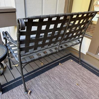 Metal Patio Bench and Side Table