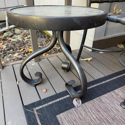 Metal Patio Bench and Side Table