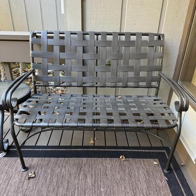 Metal Patio Bench and Side Table
