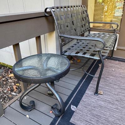 Metal Patio Bench and Side Table