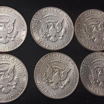 EIGHT 1964 KENNEDY SILVER HALF DOLLARS