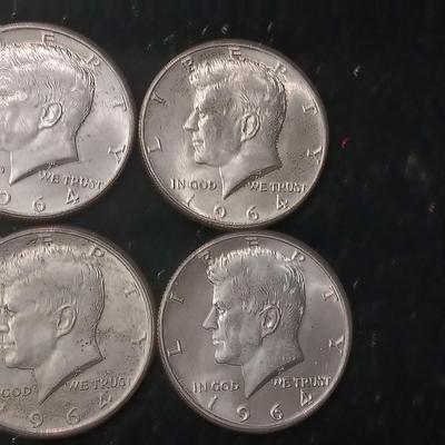 EIGHT 1964 KENNEDY SILVER HALF DOLLARS