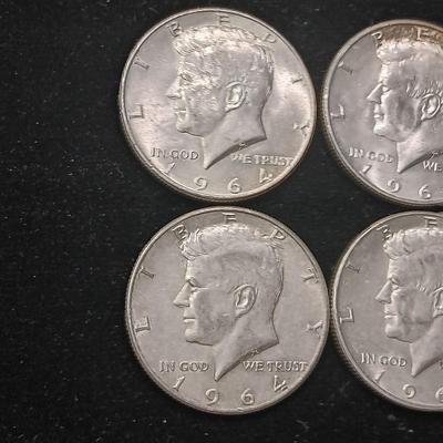 TEN 1964 KENNEDY SILVER HALF DOLLARS