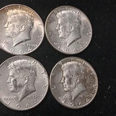 TEN 1964 KENNEDY SILVER HALF DOLLARS
