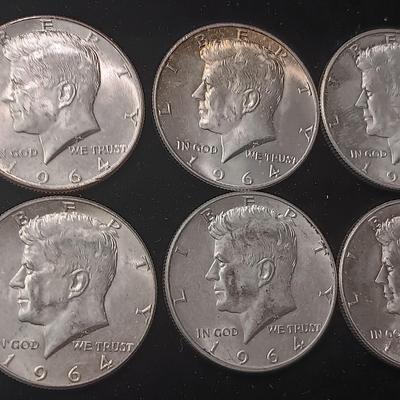 TEN 1964 KENNEDY SILVER HALF DOLLARS