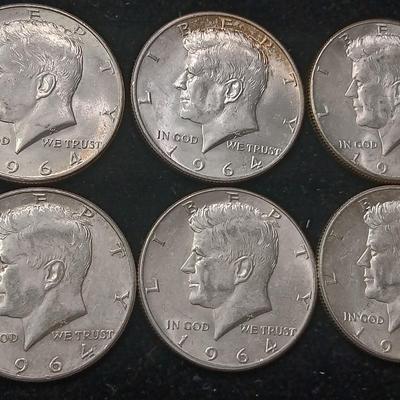 TEN 1964 KENNEDY SILVER HALF DOLLARS