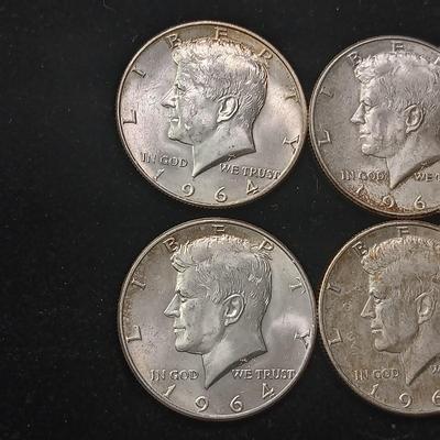 TEN 1964 KENNEDY SILVER HALF DOLLARS