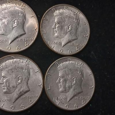 TEN 1964 KENNEDY SILVER HALF DOLLARS