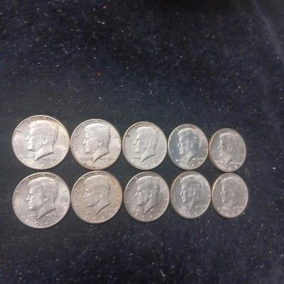 TEN 1964 KENNEDY SILVER HALF DOLLARS
