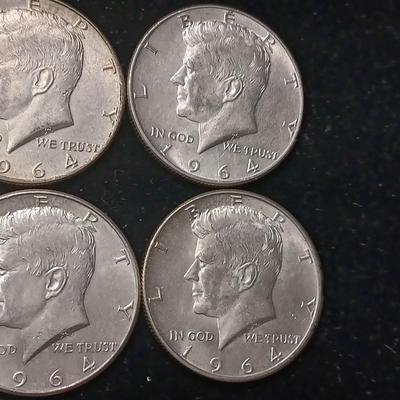 TEN 1964 KENNEDY SILVER HALF DOLLARS