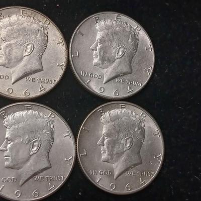 TEN 1964 KENNEDY SILVER HALF DOLLARS