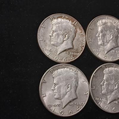 TEN 1964 KENNEDY SILVER HALF DOLLARS