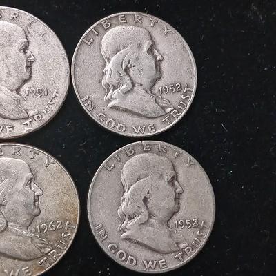 8 FRANKLIN SILVER HALF DOLLARS