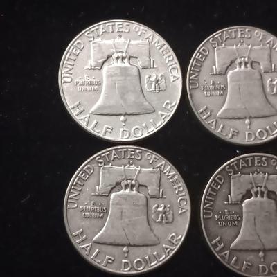 8 FRANKLIN SILVER HALF DOLLARS