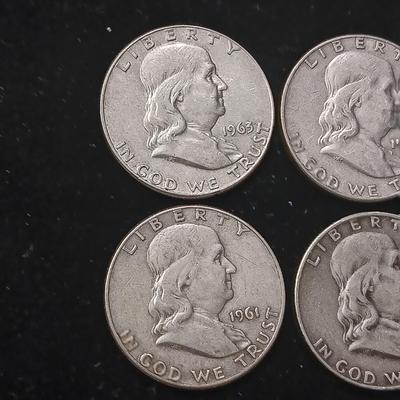 8 FRANKLIN SILVER HALF DOLLARS