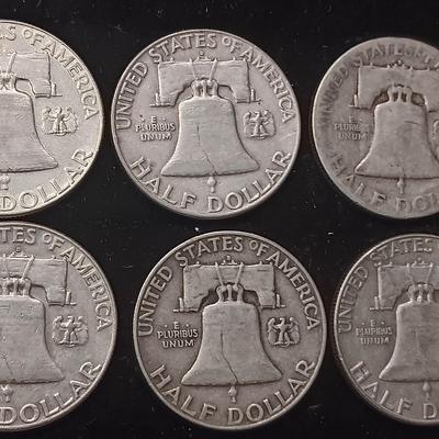 8 FRANKLIN SILVER HALF DOLLARS