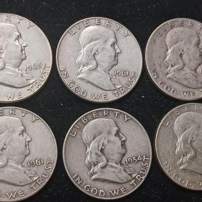 8 FRANKLIN SILVER HALF DOLLARS