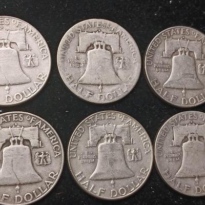 8 FRANKLIN SILVER HALF DOLLARS
