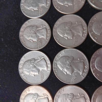 38 WASHINGTON 1964-P & TWO 1964-D SILVER QUARTERS