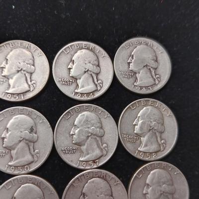 40 WASHINGTON SILVER QUARTERS MIXED DATES