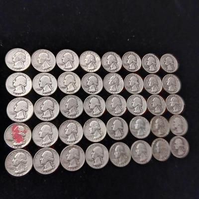 40 WASHINGTON SILVER QUARTERS MIXED DATES