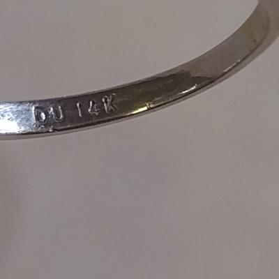 14 Karat White Gold and Diamond Ring- Size 6 1/2- Approx Weight 1.9 Grams (#3)