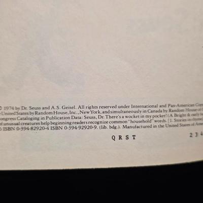 Vintage 1974 Dr. Seuss "There's a Wocket in my Pocket!" Hardcover Book, Perfect New Condition, First