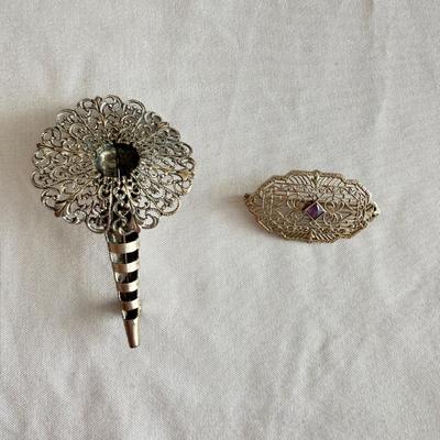 10K Filagree & Tussie Mussie/Boutonnière Pin (K-SS)