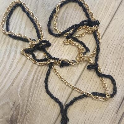 Vintage light black and gold tone chain necklaces