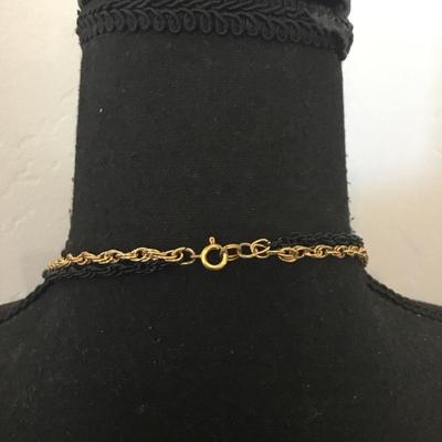 Vintage light black and gold tone chain necklaces