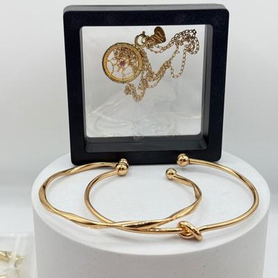 LOT 252J: Two Necklaces, Variety of Earrings & More