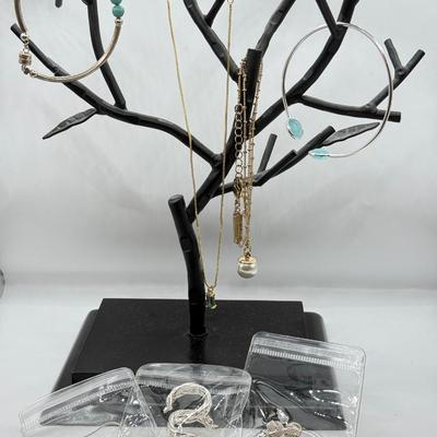 LOT 253J: Jewelry Tree w/ Small Collection of Jewelry