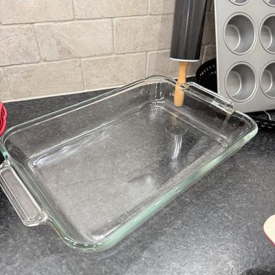 LOT 257K: Baking Collection: Calaphon Muffin Tin, Cast Iron “Una Cosa” Tortilla Press & More