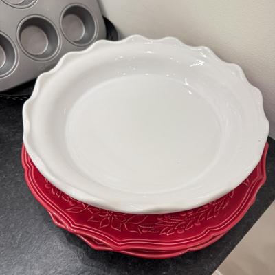 LOT 257K: Baking Collection: Calaphon Muffin Tin, Cast Iron “Una Cosa” Tortilla Press & More