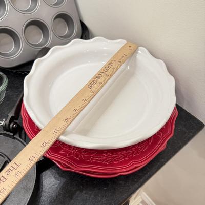 LOT 257K: Baking Collection: Calaphon Muffin Tin, Cast Iron “Una Cosa” Tortilla Press & More