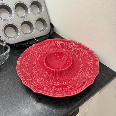 LOT 257K: Baking Collection: Calaphon Muffin Tin, Cast Iron “Una Cosa” Tortilla Press & More