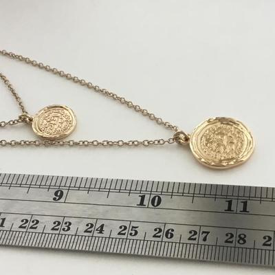 Gold tone double layer fashion necklace