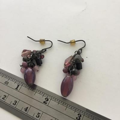 Purple and black dangle fashion earrings
